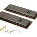 polished bronze 175mm art deco rectangular pull privacy set