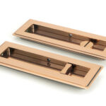 polished bronze 175mm art deco rectangular pull privacy set