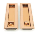 polished bronze 250mm art deco rectangular pull privacy set