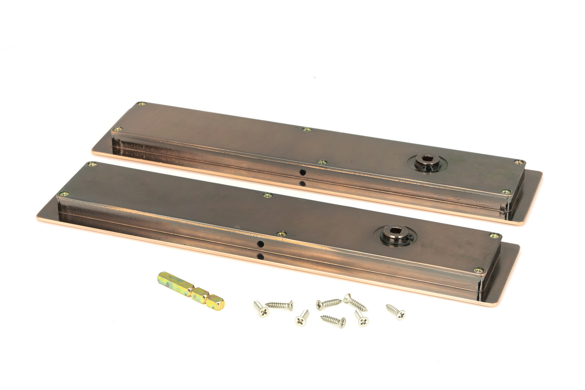 polished bronze 250mm art deco rectangular pull privacy set