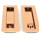 polished bronze 175mm plain rectangular pull privacy set