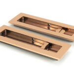 polished bronze 175mm plain rectangular pull privacy set