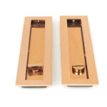 polished bronze 250mm plain rectangular pull privacy set