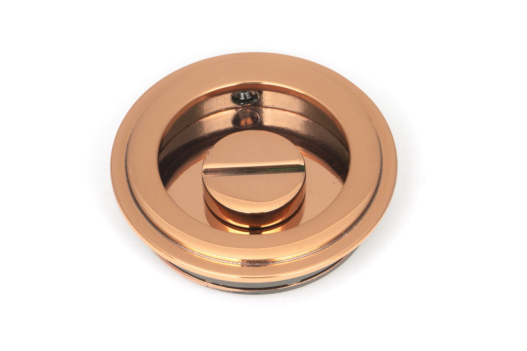 polished bronze 60mm art deco round pull privacy set