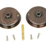 polished bronze 60mm art deco round pull privacy set