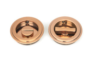 polished bronze 60mm art deco round pull privacy set