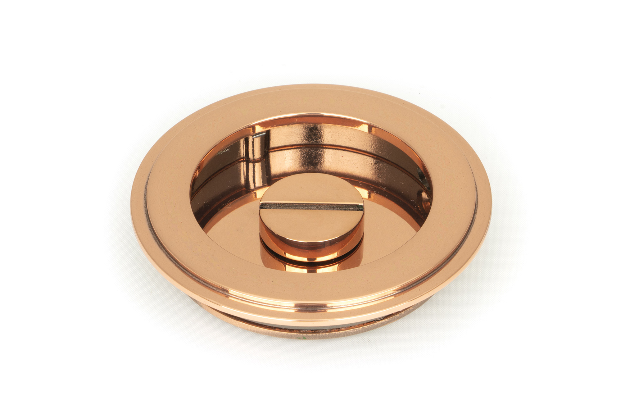 polished bronze 75mm art deco round pull privacy set