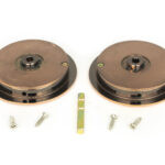 polished bronze 75mm art deco round pull privacy set