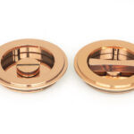 polished bronze 75mm art deco round pull privacy set