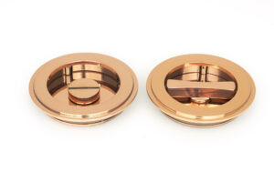 polished bronze 75mm art deco round pull privacy set