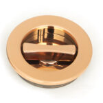 polished bronze 60mm plain round pull privacy set