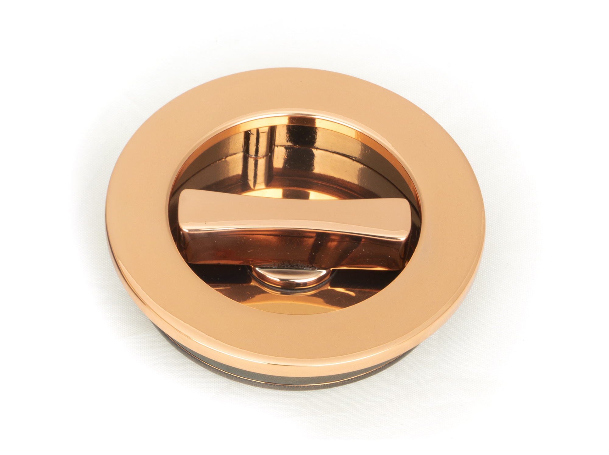 polished bronze 60mm plain round pull privacy set