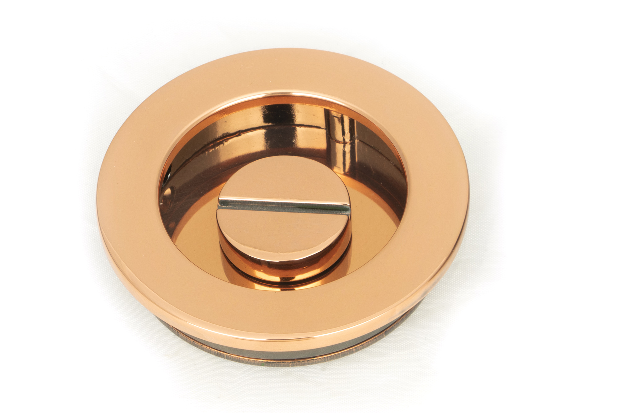 polished bronze 60mm plain round pull privacy set