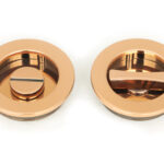 polished bronze 60mm plain round pull privacy set