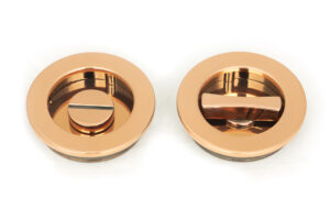 polished bronze 60mm plain round pull privacy set