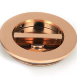 polished bronze 75mm plain round pull privacy set
