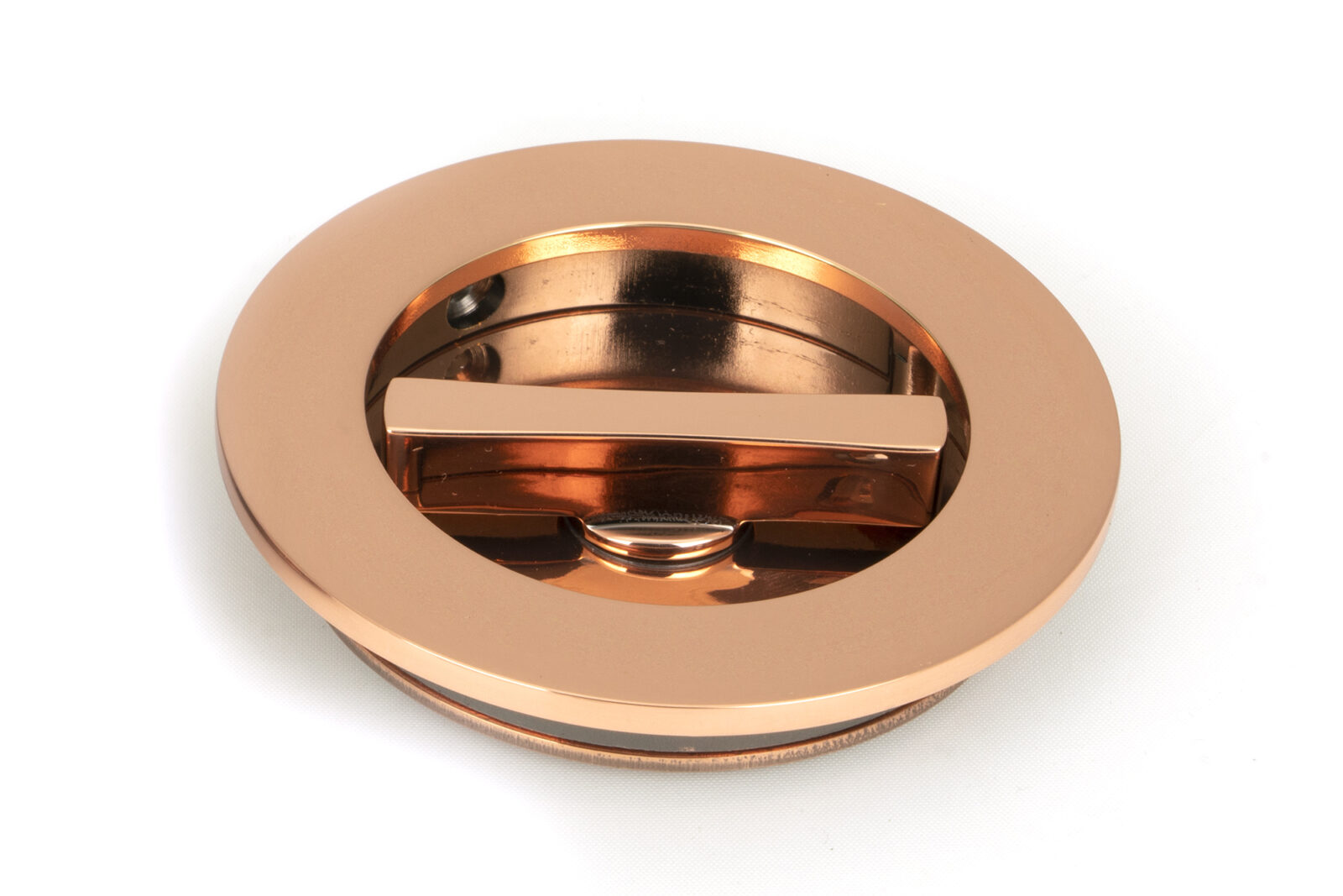 polished bronze 75mm plain round pull privacy set