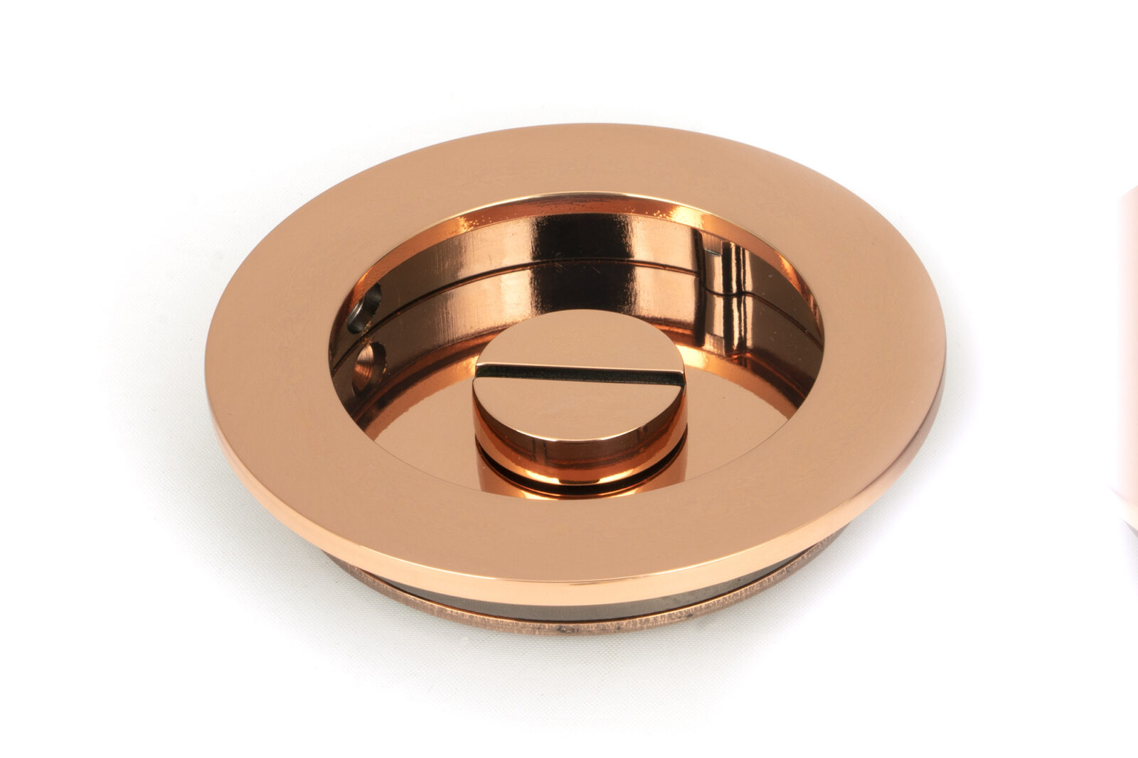 polished bronze 75mm plain round pull privacy set