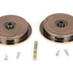 polished bronze 75mm plain round pull privacy set