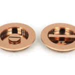 polished bronze 75mm plain round pull privacy set