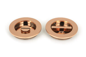 polished bronze 75mm plain round pull privacy set