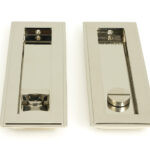 polished nickel 175mm art deco rectangular pull privacy set