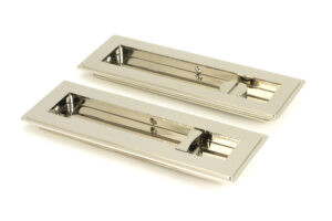 polished nickel 175mm art deco rectangular pull privacy set
