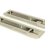 polished nickel 250mm art deco rectangular pull privacy set
