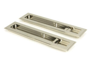 polished nickel 250mm art deco rectangular pull privacy set