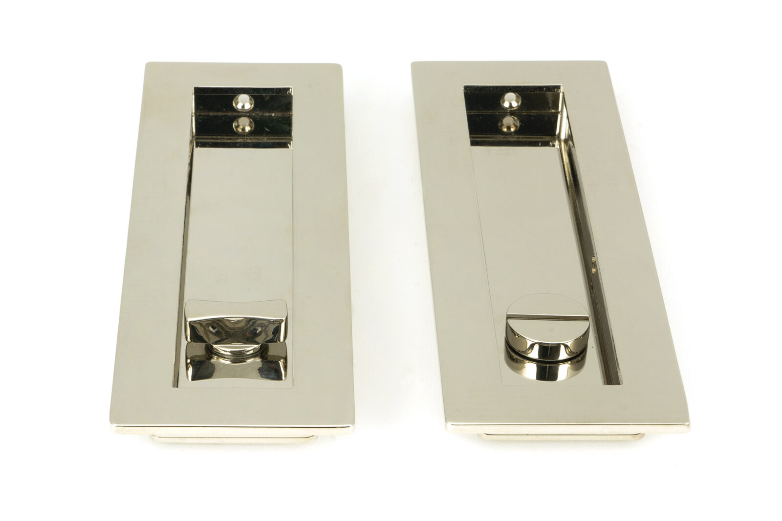 polished nickel 175mm plain rectangular pull privacy set