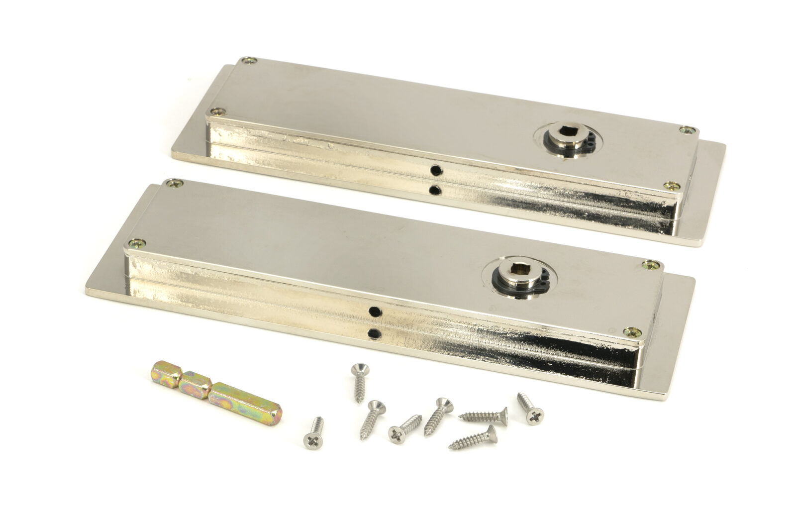 polished nickel 175mm plain rectangular pull privacy set