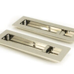 polished nickel 175mm plain rectangular pull privacy set