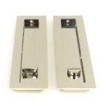polished nickel 250mm plain rectangular pull privacy set