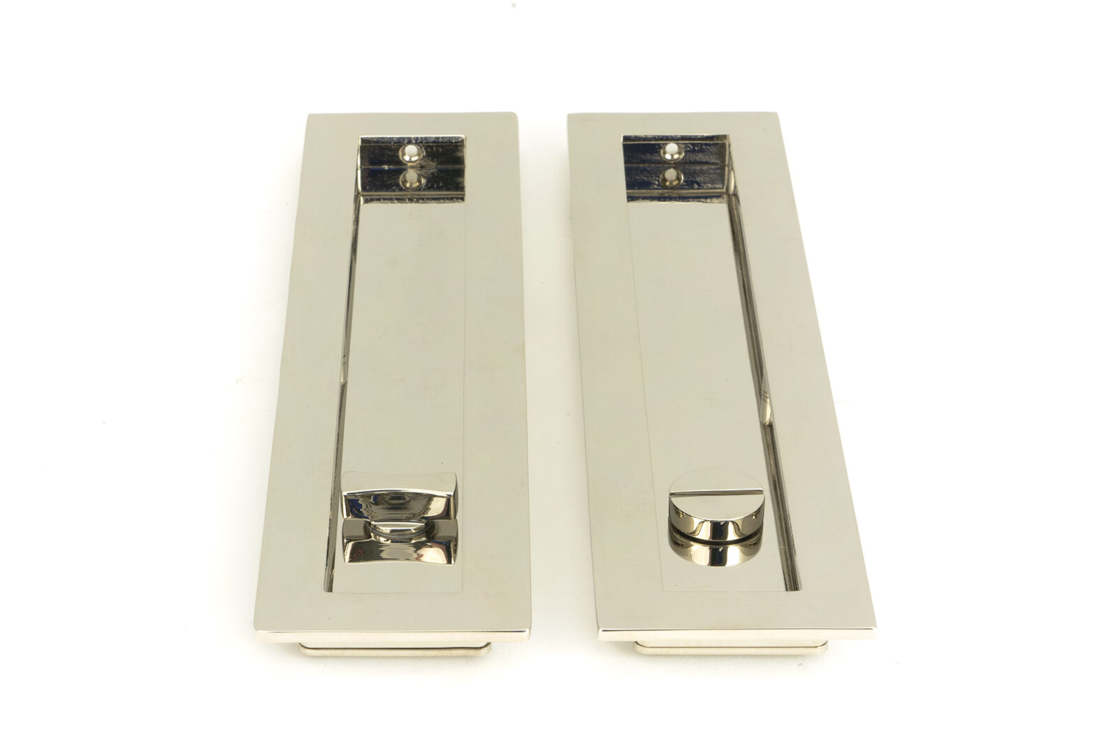 polished nickel 250mm plain rectangular pull privacy set