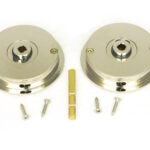 polished nickel 60mm art deco round pull privacy set