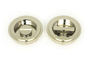 polished nickel 60mm art deco round pull privacy set