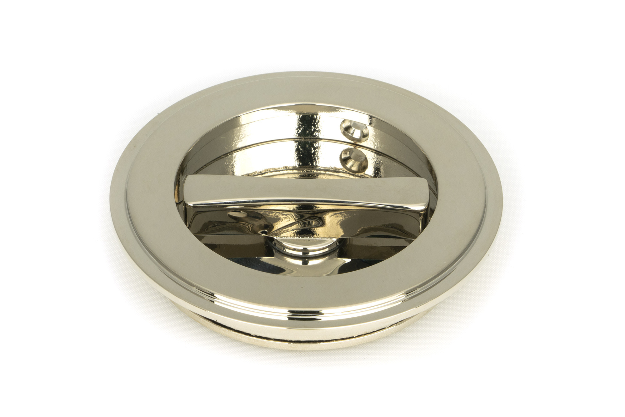polished nickel 75mm art deco round pull privacy set
