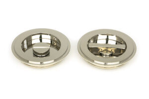 polished nickel 75mm art deco round pull privacy set