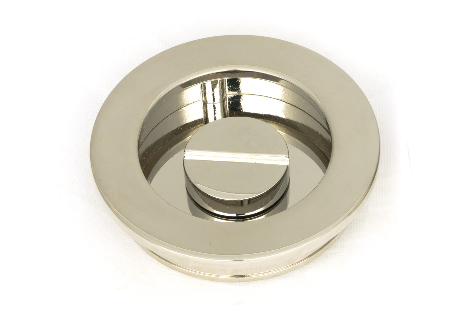 polished nickel 60mm plain round pull privacy set