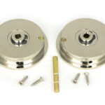 polished nickel 60mm plain round pull privacy set