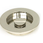 polished nickel 75mm plain round pull privacy set