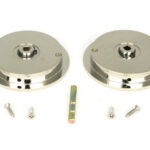 polished nickel 75mm plain round pull privacy set