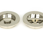 polished nickel 75mm plain round pull privacy set