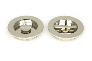 polished nickel 75mm plain round pull privacy set