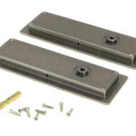 pewter 175mm art deco rectangular pull privacy set