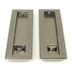 pewter 250mm art deco rectangular pull privacy set