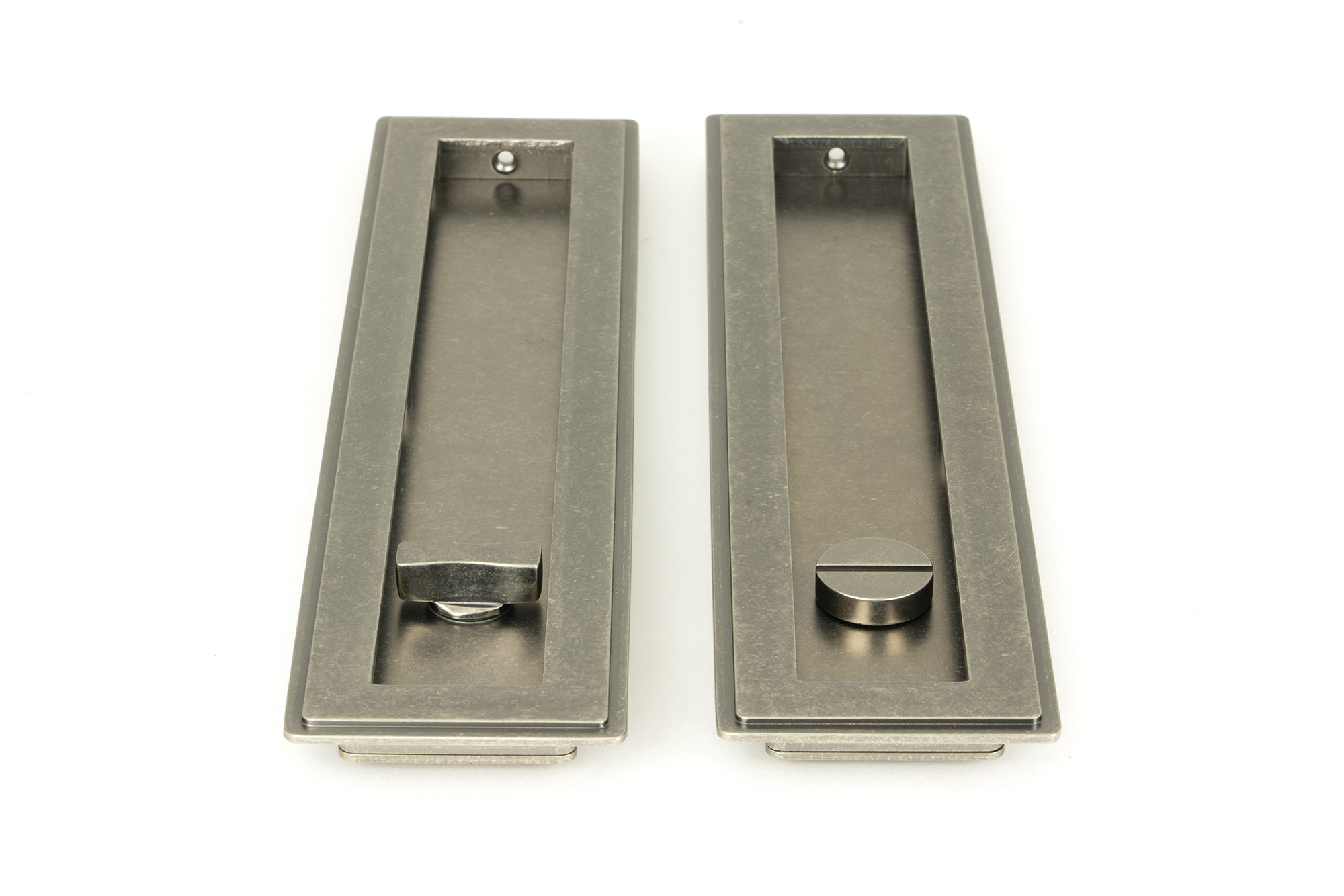 pewter 250mm art deco rectangular pull privacy set