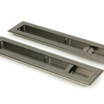 pewter 250mm art deco rectangular pull privacy set