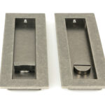 pewter 175mm plain rectangular pull privacy set