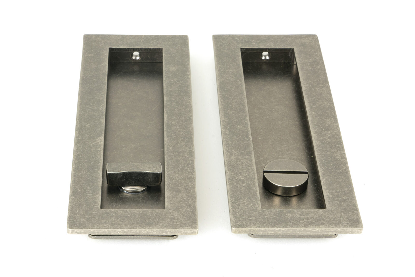 pewter 175mm plain rectangular pull privacy set